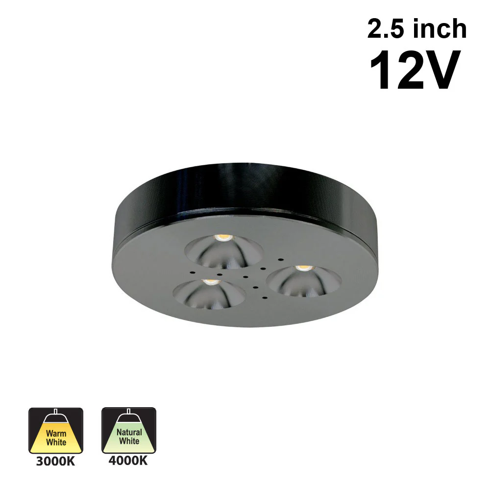 RD15 Round Cabinet Light 12V 3W Black CCT(3K, 4K)