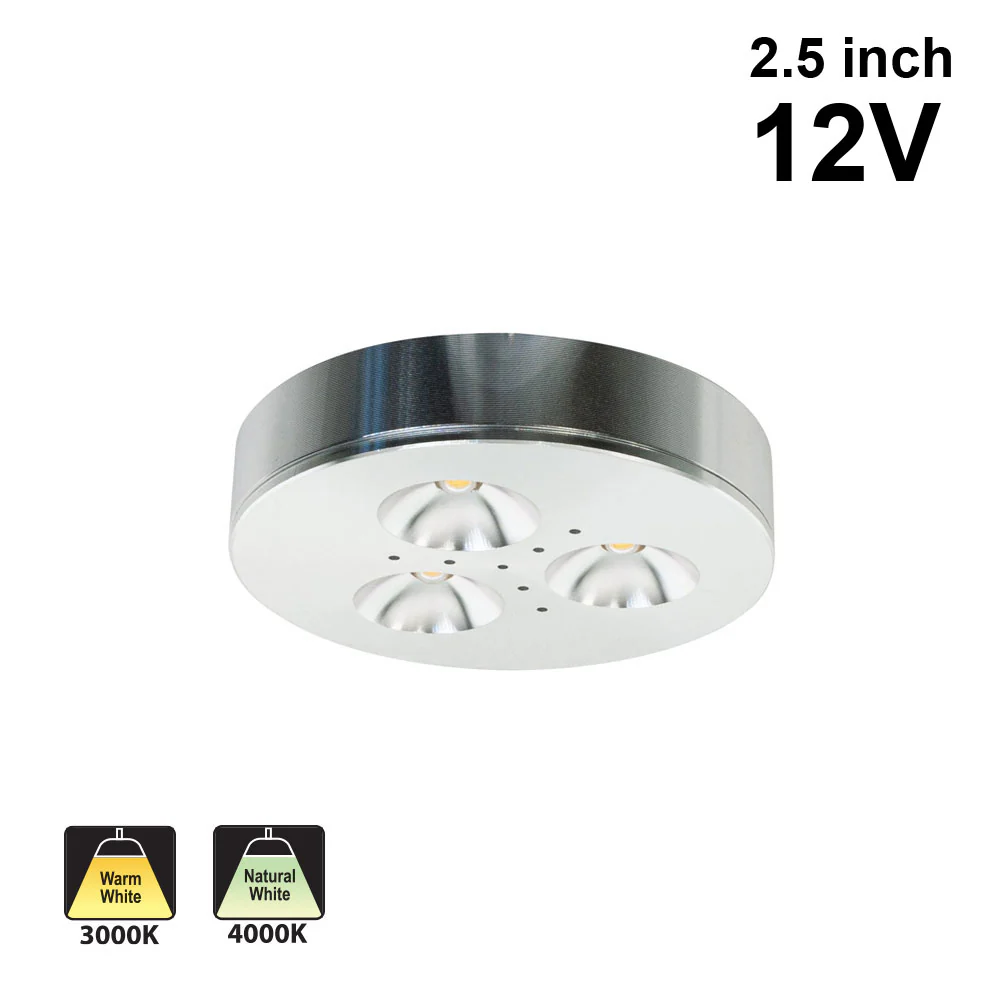 RD15 Round Cabinet Light 12V 3W Silver Grey CCT(3K, 4K)