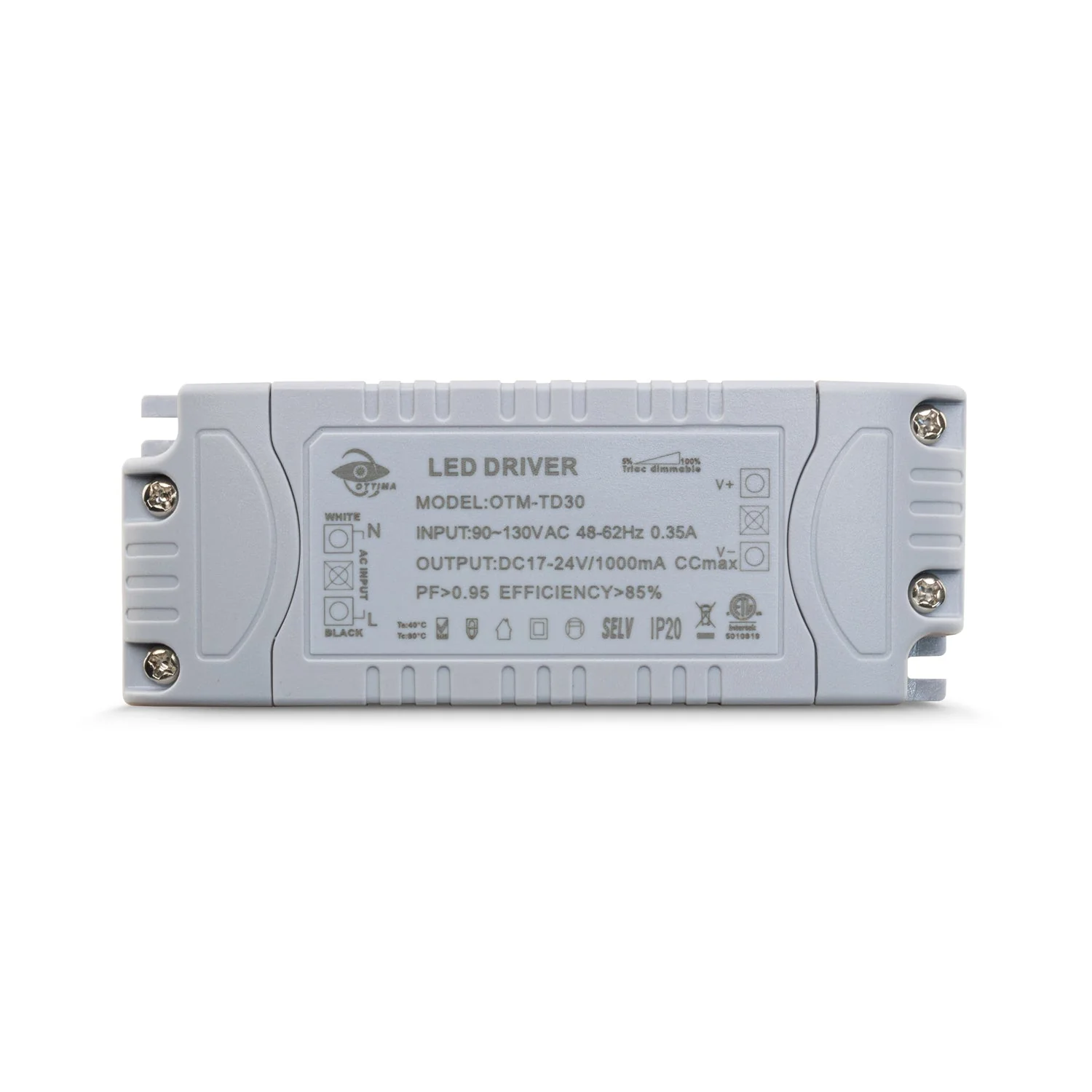 OTTIMA OTM-TD30 Constant Current Triac Dimming LED Driver, 1000mA 17-24V 24W - Image 3