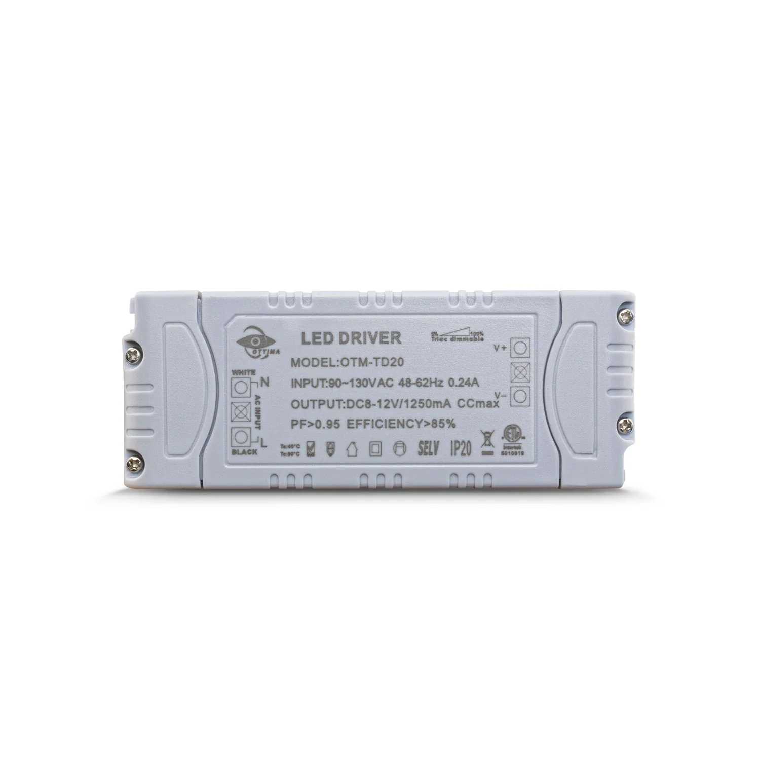 OTTIMA OTM-TD20 Constant Current Triac Dimming LED Driver, 1250mA 8-12V 15W - Image 3