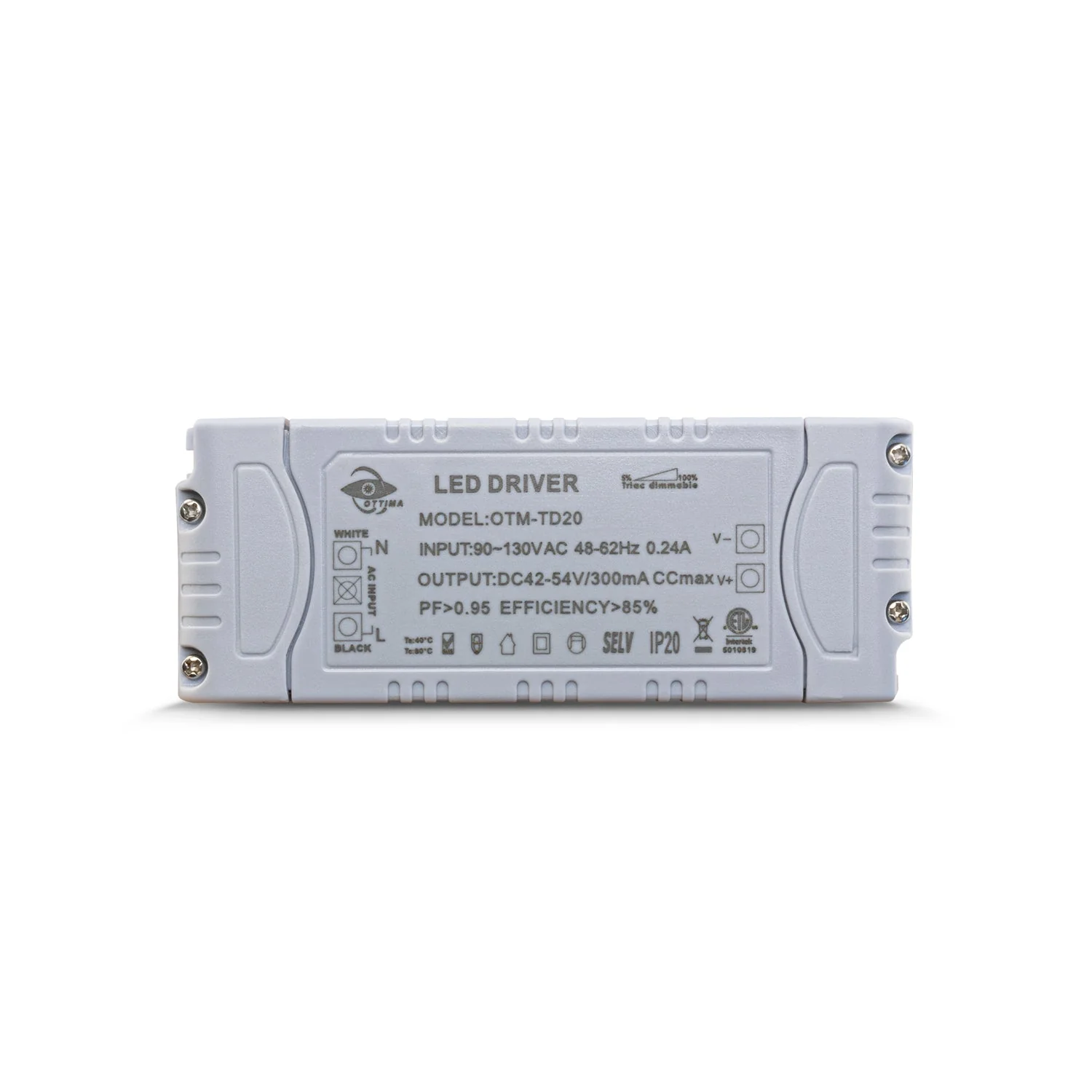 OTTIMA OTM-TD20 Constant Current Triac Dimming LED Driver, 300mA 42-54V 16.2W - Image 4