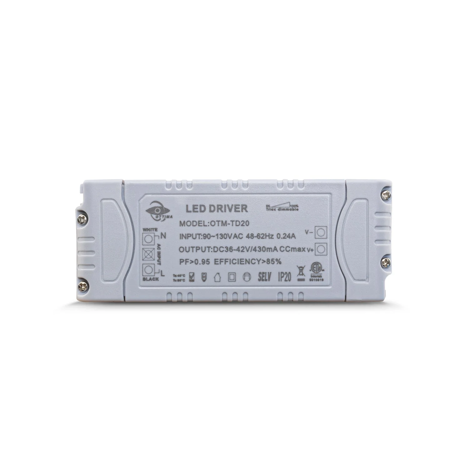 OTTIMA OTM-TD20 Constant Current Triac Dimming LED Driver, 430mA 36-42V 18W - Image 3