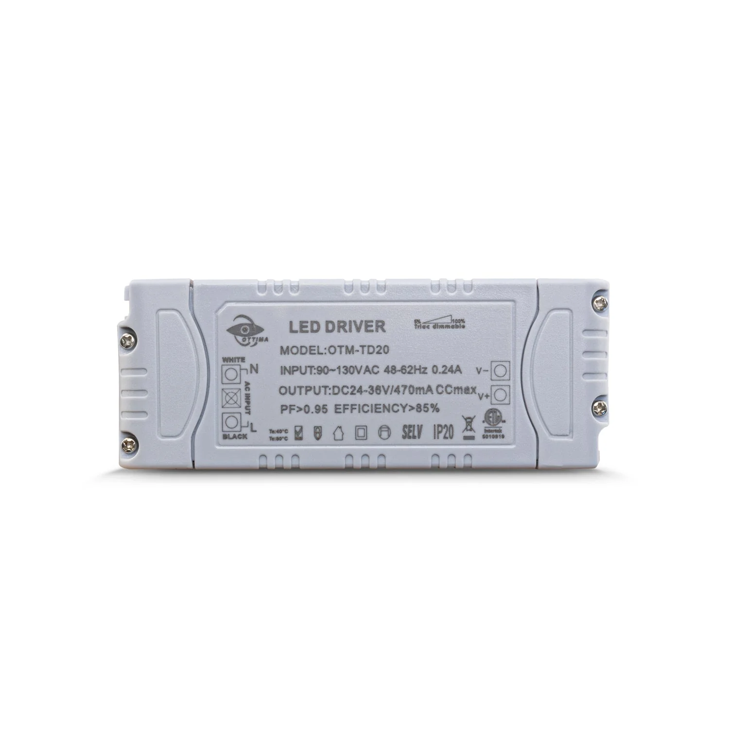 OTTIMA OTM-TD20 Constant Current Triac Dimming LED Driver, 470mA 24-36V 16.8W - Image 3