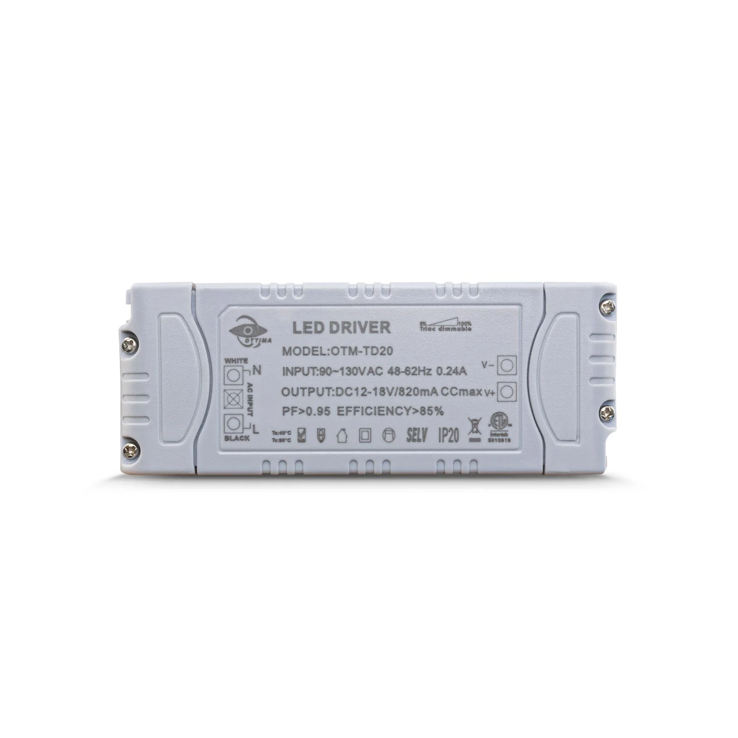 OTTIMA OTM-TD20 Constant Current Triac Dimming LED Driver 820mA 12-18V 15W - Image 3