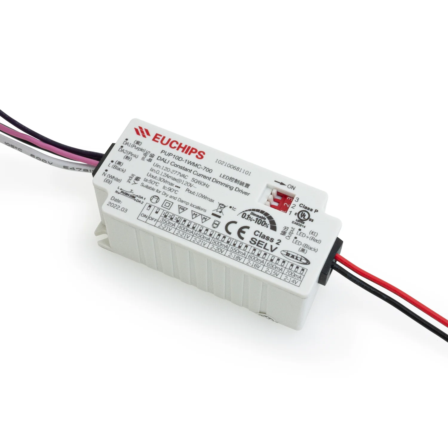 PUP10D-1WMC-700  Constant Current Driver with Selectable Current, 100VAC-240VAC 350 to 700mA - Image 4