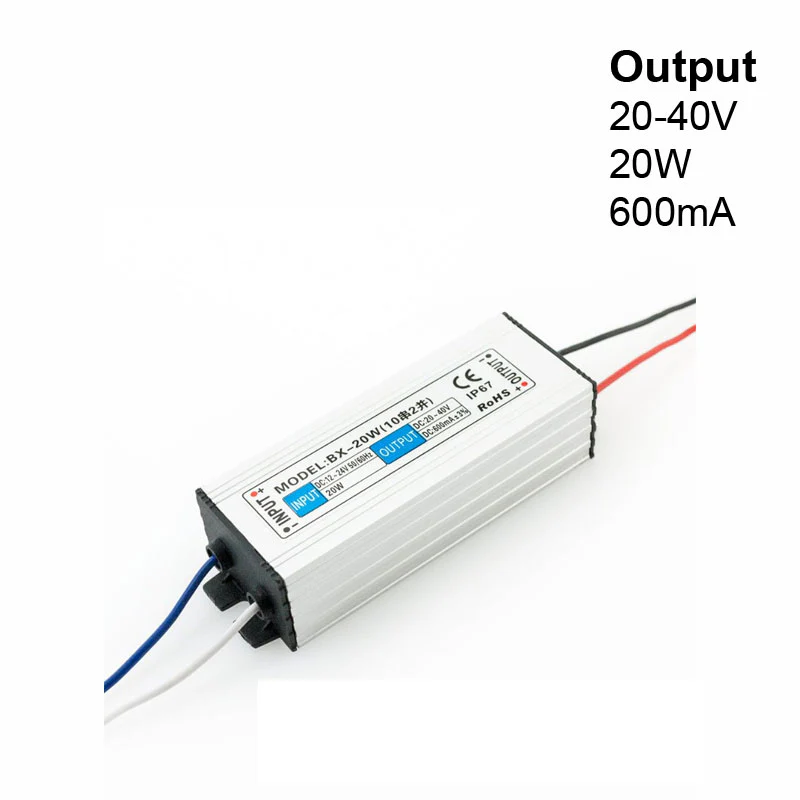 BX20W Non-Dimmable Constant Current LED Driver, 12-24V 20W 600ma