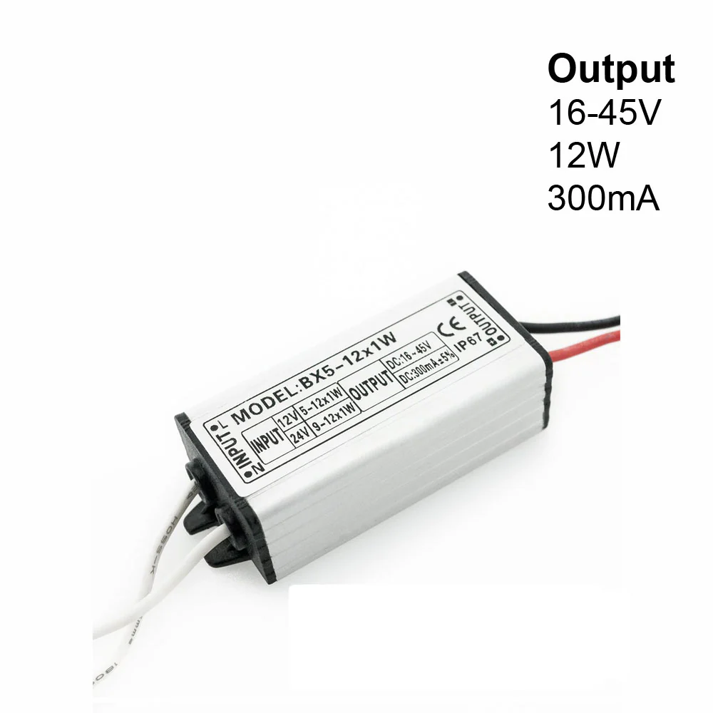 BX5-12x1W Non-Dimmable Constant Current LED Driver, 12-24V 12x1 W 300mA