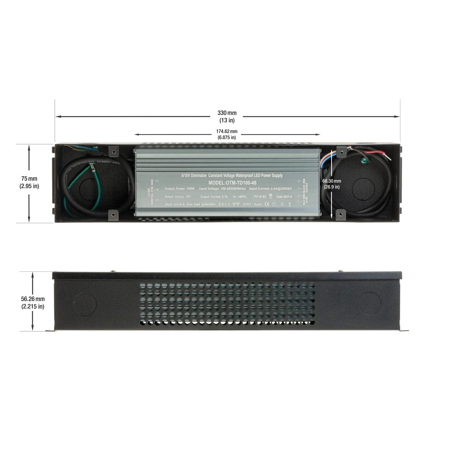 OTM-TD100-48 LED Constant Voltage  LED Driver, 0-10V Dimming 48V 100W - Image 2