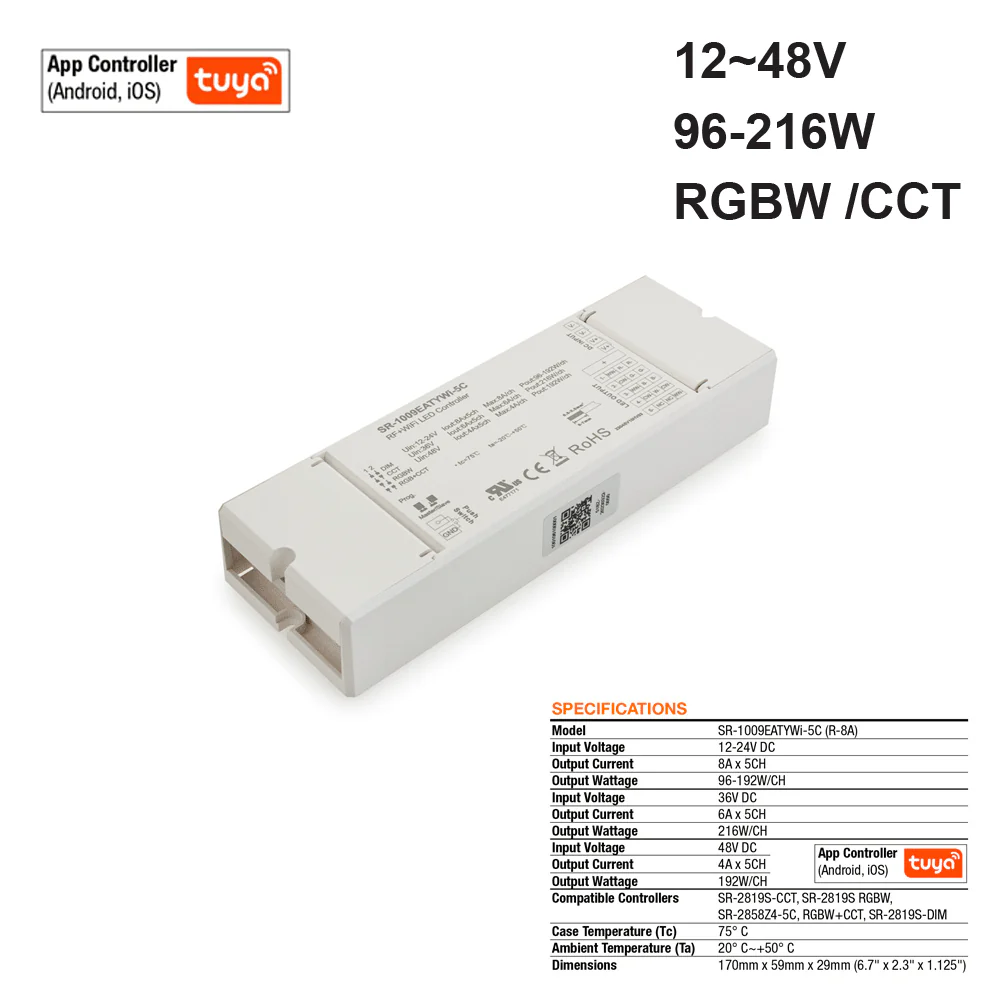 Constant Voltage Receiver SR-1009EATYWI-5C 5 channel RF + Tuya App. 12-48V 96-216W/ch - Image 4