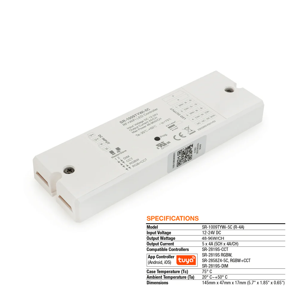 Constant Voltage Receiver SR-1009TYWI-5C, 5 channel RF + Tuya App. 12-24V 5x4A 24V - Image 3