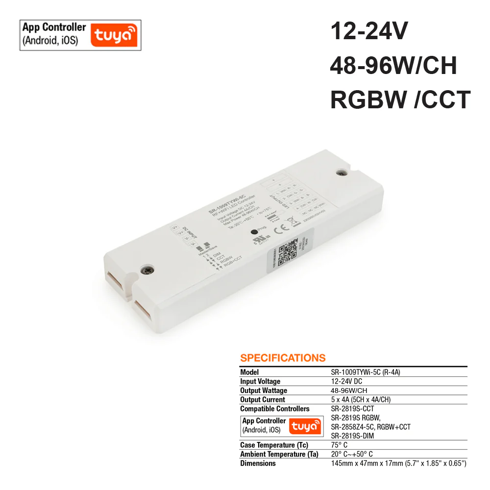 Constant Voltage Receiver SR-1009TYWI-5C, 5 channel RF + Tuya App. 12-24V 5x4A 24V - Image 4