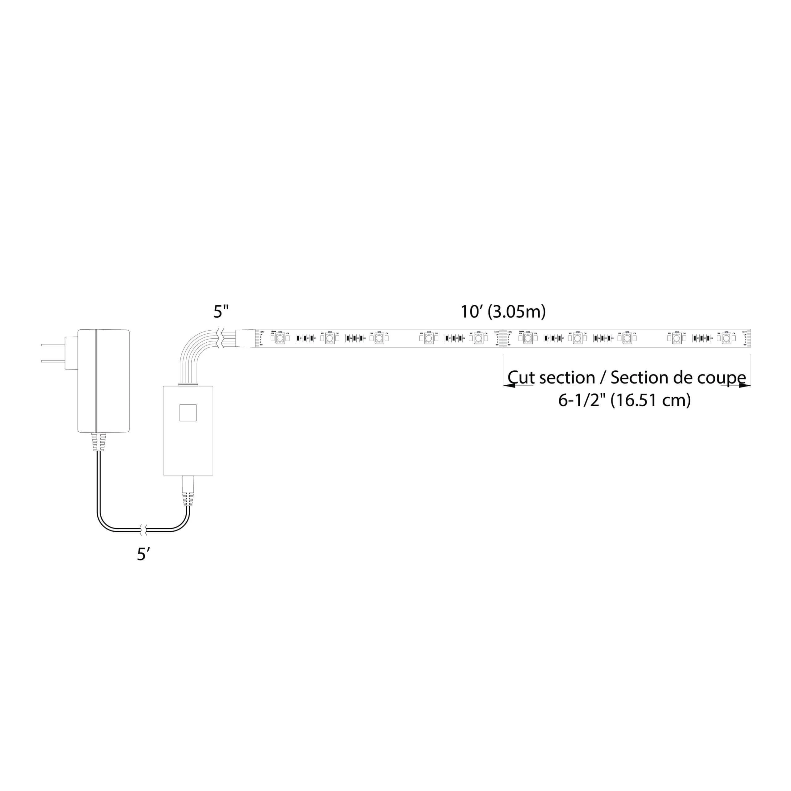 Dals 3M(10ft) Smart Indoor LED Strip DCP-TAP10FT, 24V 9W 700Lm CCT(2.7K+RGB+6.5K) - Image 3