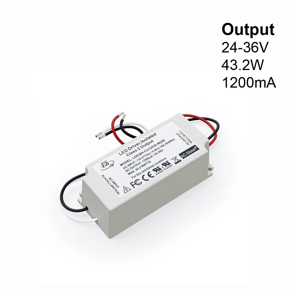 ES LD038H-CU12036-M28E Constant Current LED Driver, 1200mA 24-36V 43.2W
