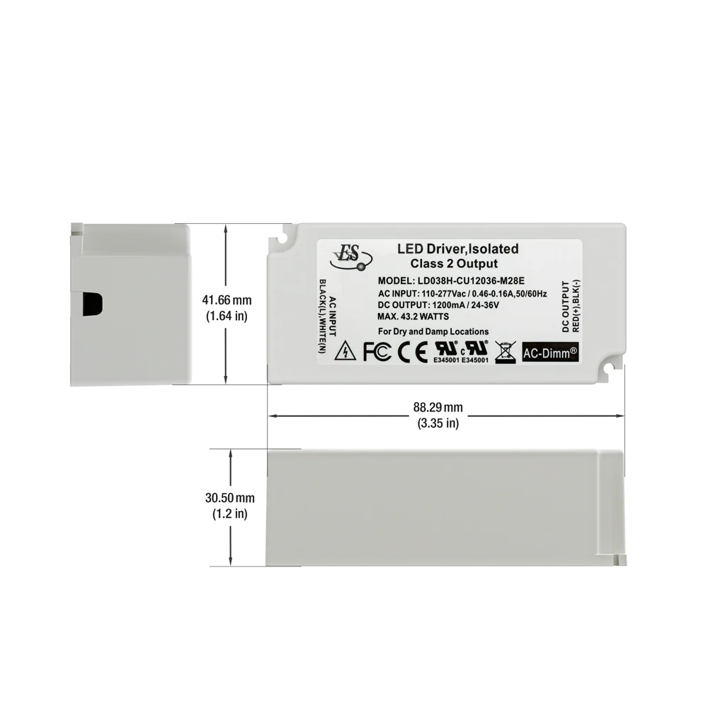 ES LD038H-CU12036-M28E Constant Current LED Driver, 1200mA 24-36V 43.2W - Image 2