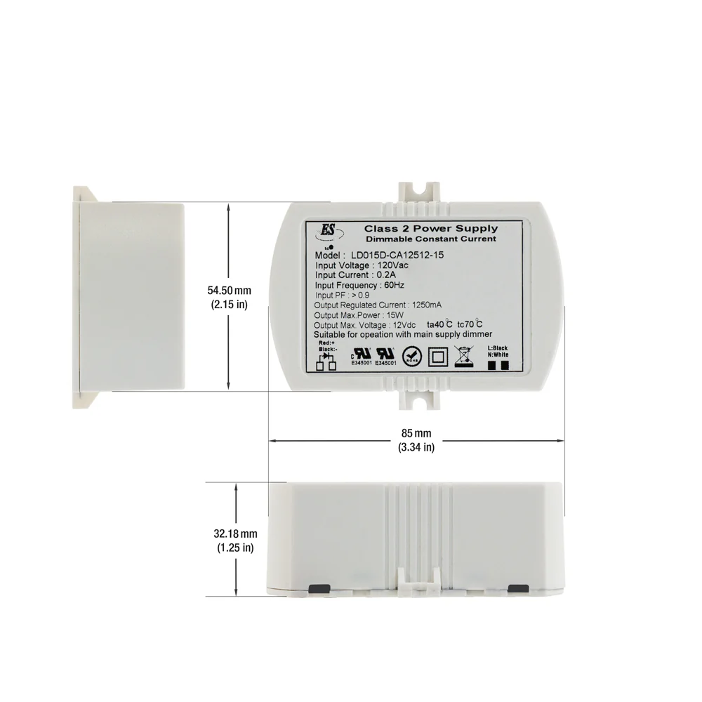 ES CC 1250ma 12V Max 15W Max LD015D-CA12512-15 - Image 2
