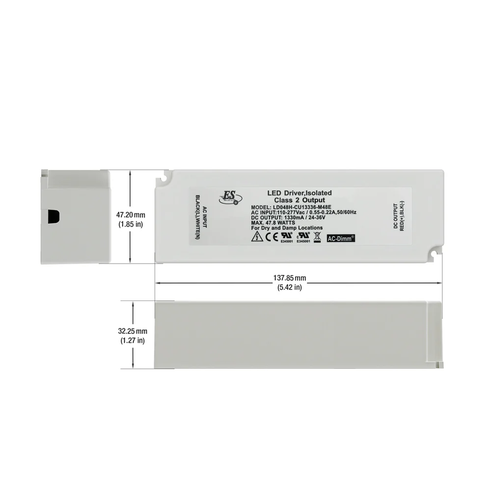 ES LD048H-CU13336-M48E Constant Current LED Driver, 1330mA 24-36V 47.8W - Image 2