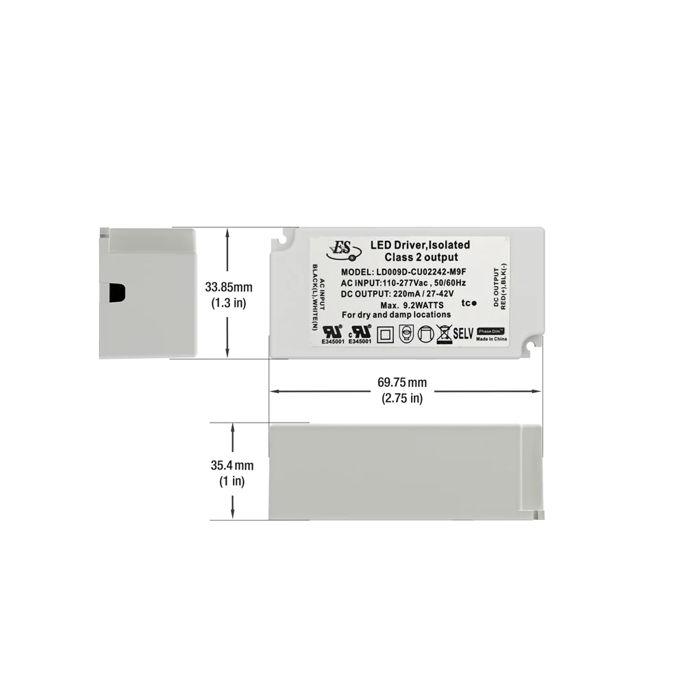 ES LD009D-CU02242-M9F Constant Current LED Driver, 220mA 27-42V 9.2W max - Image 2