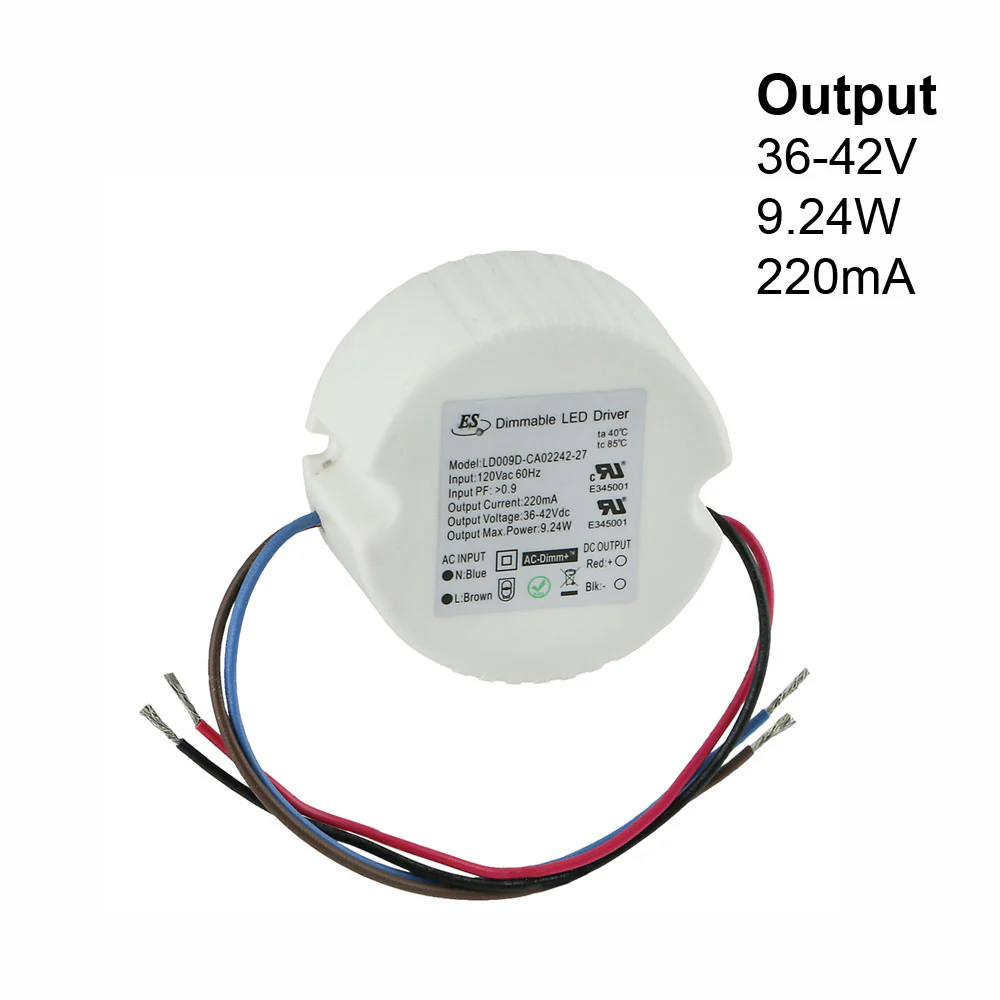 ES LD009D-CA02242-27 Constant Current LED Driver, 220mA 36-42V 9.24W max