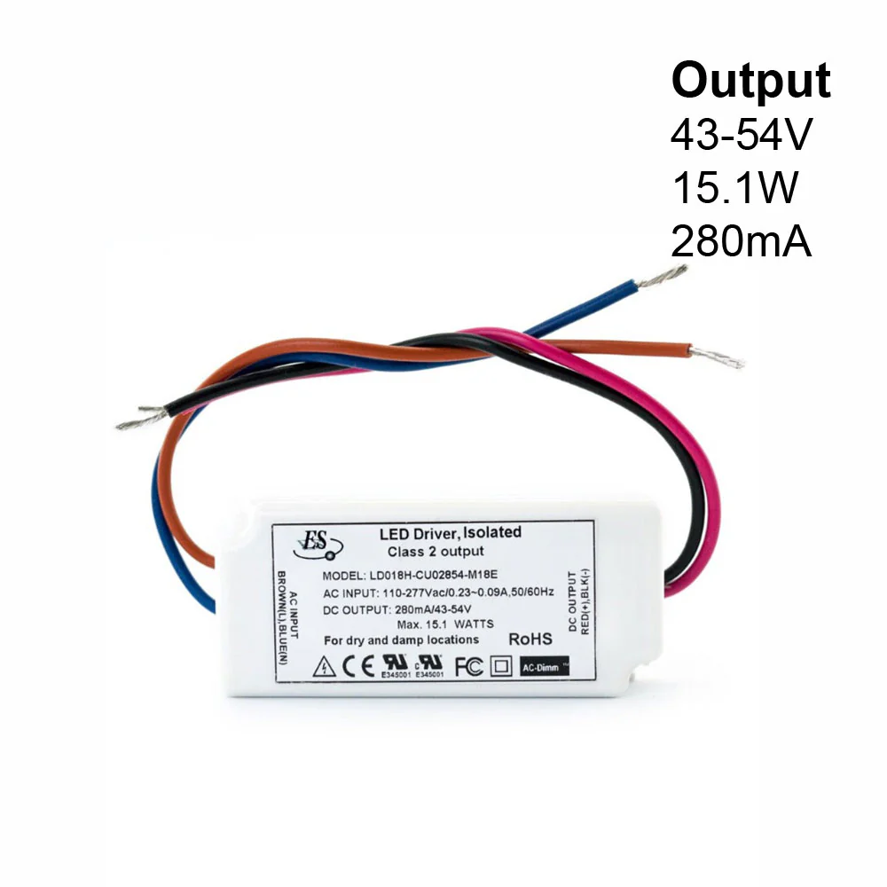 ES LD018H-CU02854-M18E Constant Current LED Driver, 280mA 43-54V 15W max