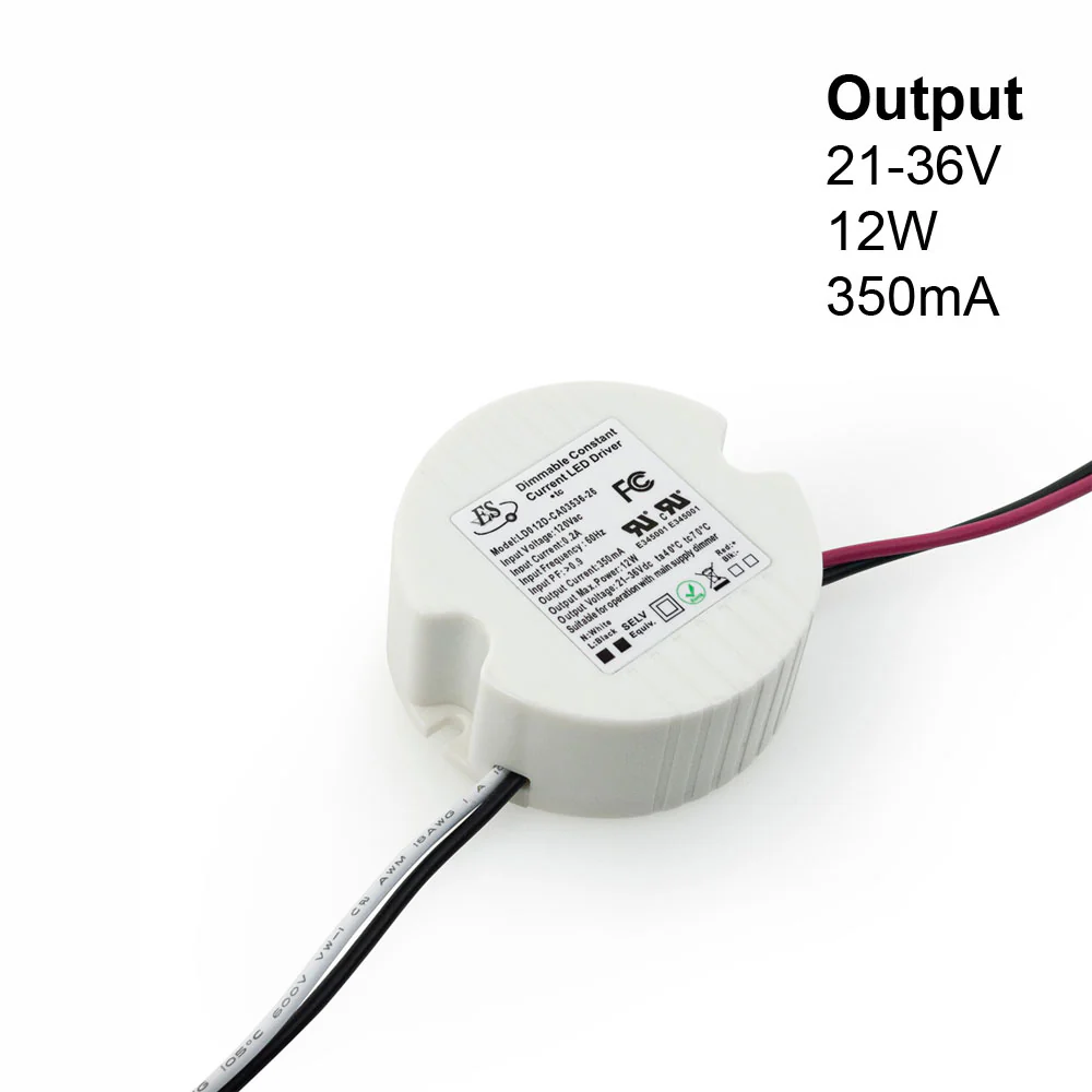 ES LD012D-CA03536-26 Constant Current LED Driver, 350mA 21-36V 12W max