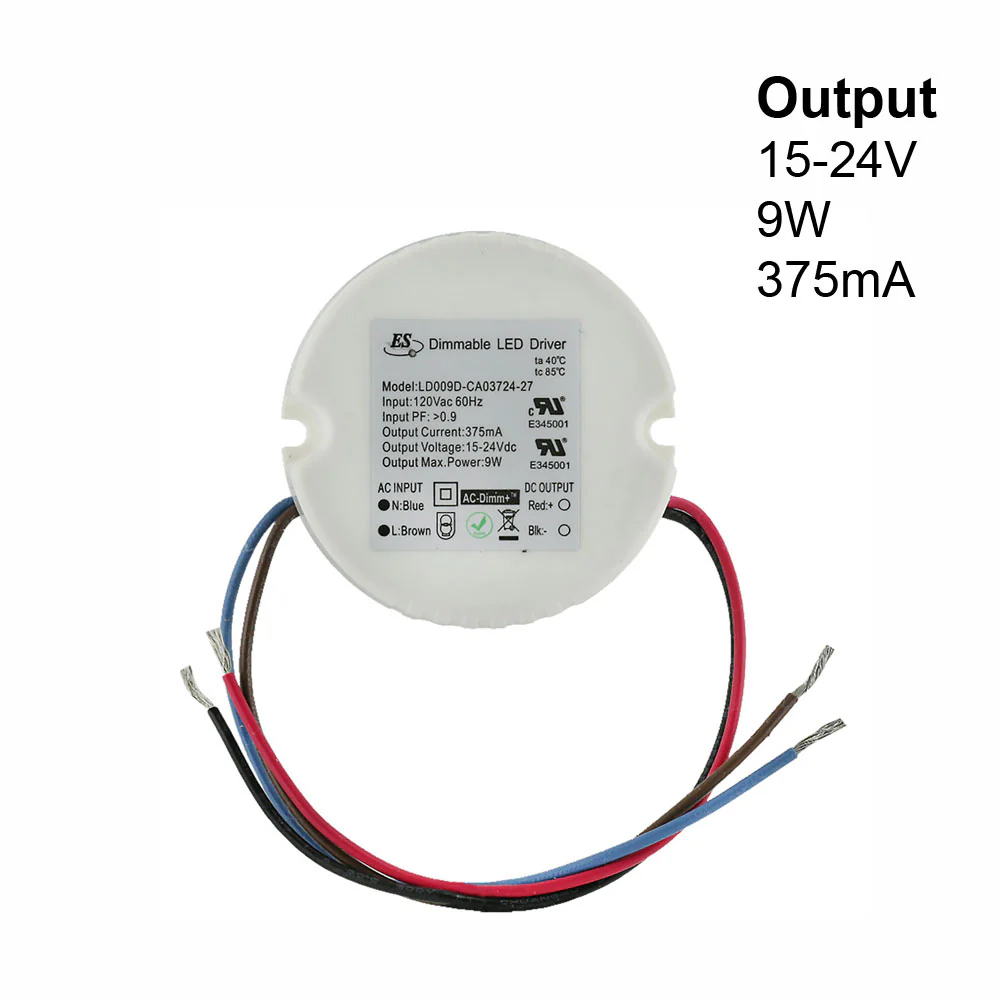 ES LD009D-CA3724-27 Constant Current LED Driver, 375mA 15-24V 9W max