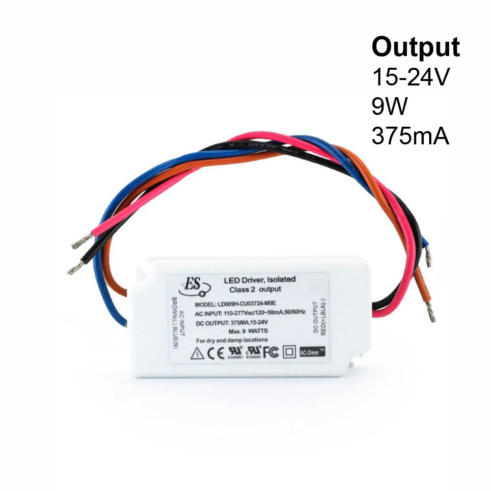 ES LD009H-CU03724-M9E Constant Current LED Driver, 375mA 15-24V 9W