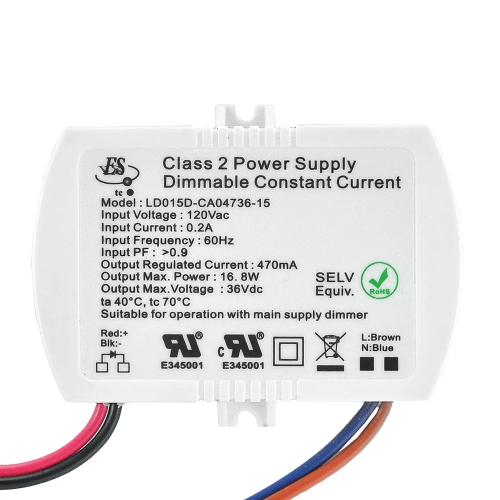 ES LD015D-CA04736-15 Constant Current LED Driver, 470mA 36V 16.8W Max - Image 3