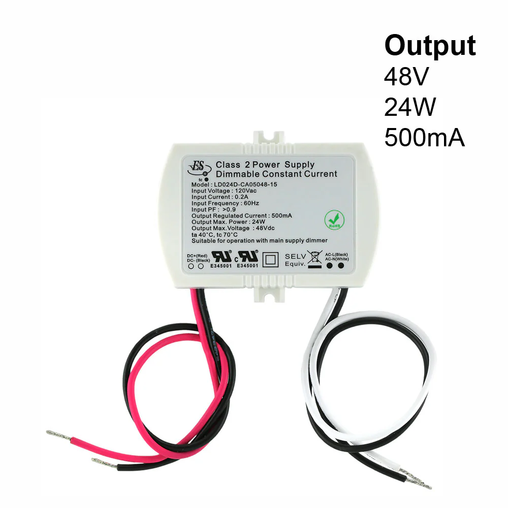 ES LD024D-CA05048-15 Constant Current LED Driver, 500mA 48V 24W