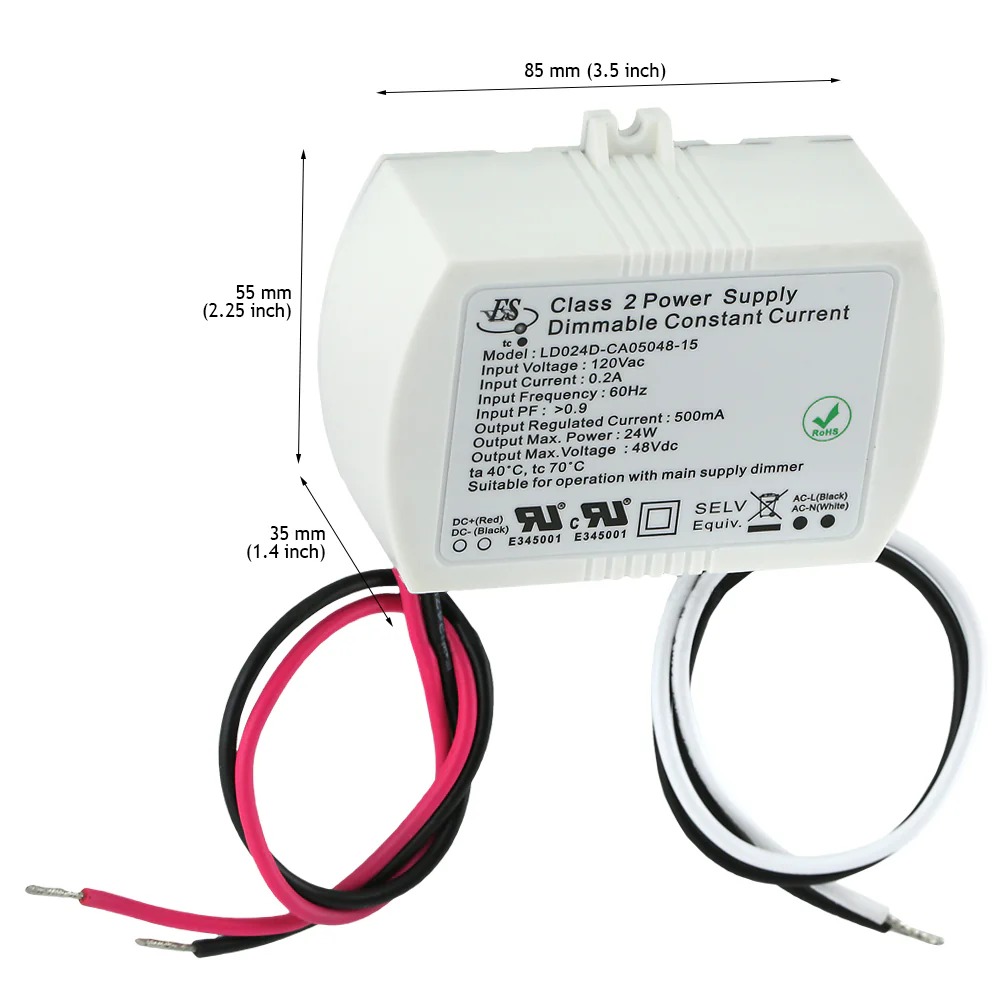 ES LD024D-CA05048-15 Constant Current LED Driver, 500mA 48V 24W - Image 2