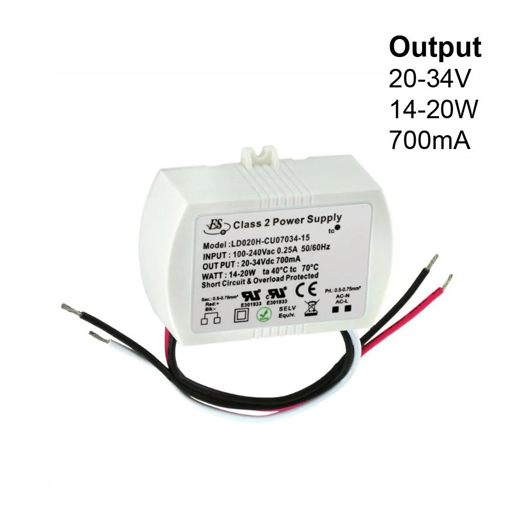 ES LD020H-CU07034-15 Constant Current LED Driver, 700mA 20-34V 14-20W max