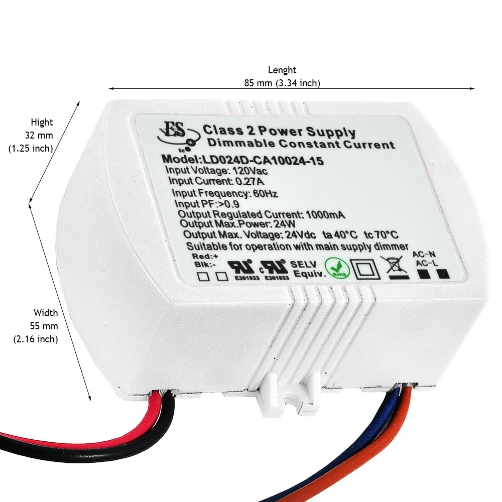 ES LD015D-CA07024-15 Constant Current LED Driver, 700mA 24V 16.8W max - Image 2