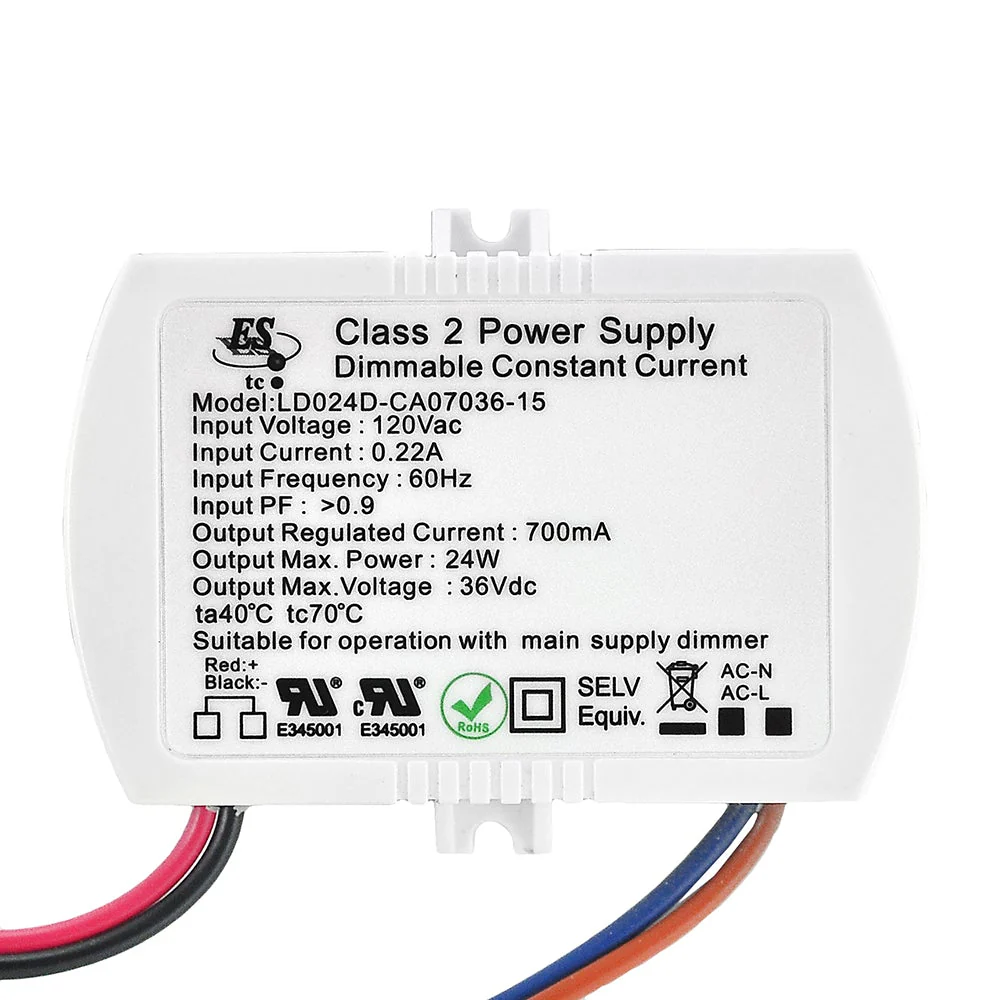 ES LD024D-CA07036-15 Constant Current LED Driver, 700mA 36V 24W - Image 3