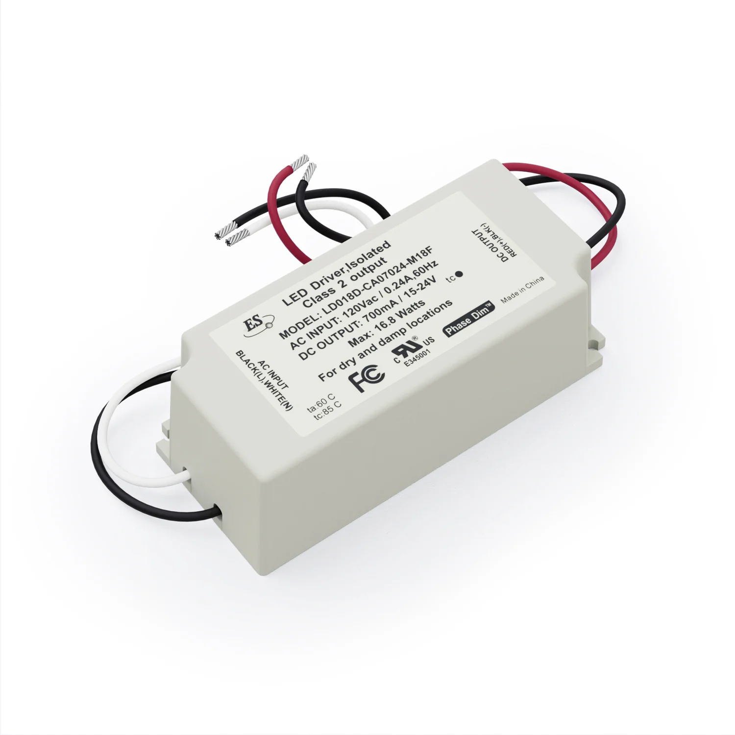 ES LD018D-CU07024-M18F Constant Current LED Driver, 700mA 15-24V 16.8W - Image 3