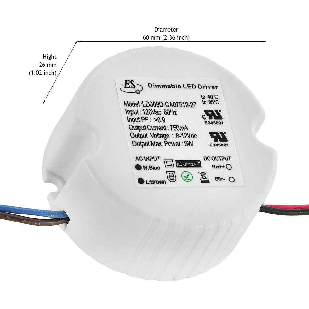 ES LD009D-CA07512-27 Constant Current LED Driver, 750mA 7-12V 9W max - Image 2