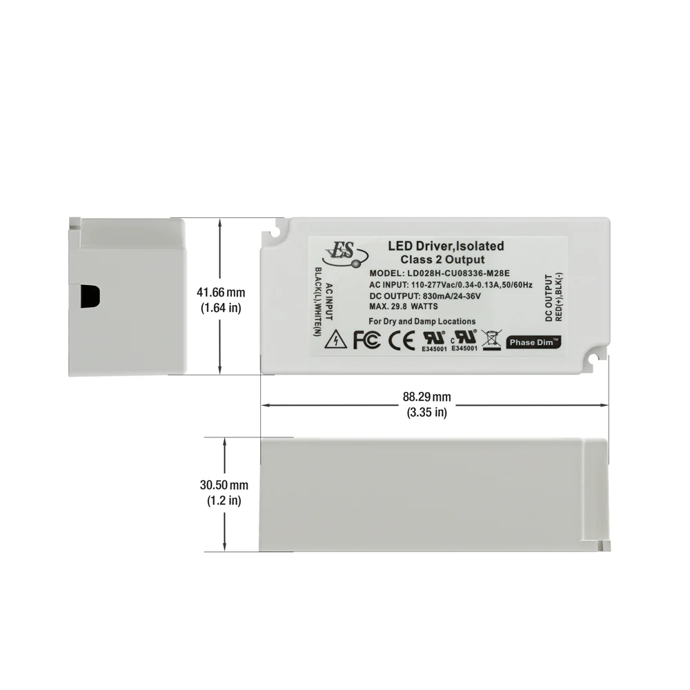 ES LD028H-CU08336-M28E Constant Current LED Driver, 830mA 24-36V 29.8W max - Image 2