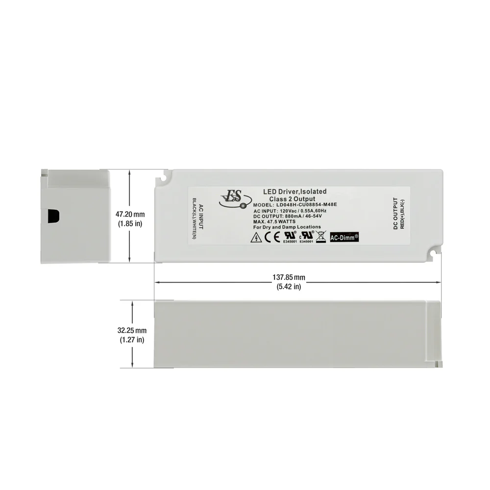 ES LD048H-CU08854-M48E Constant Current LED Driver, 880mA 46-54V 47.5W - Image 2