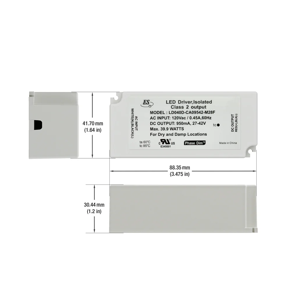 ES LD040D-CU09542-M28F Constant Current LED Driver, 950mA 27-42V 40W - Image 2
