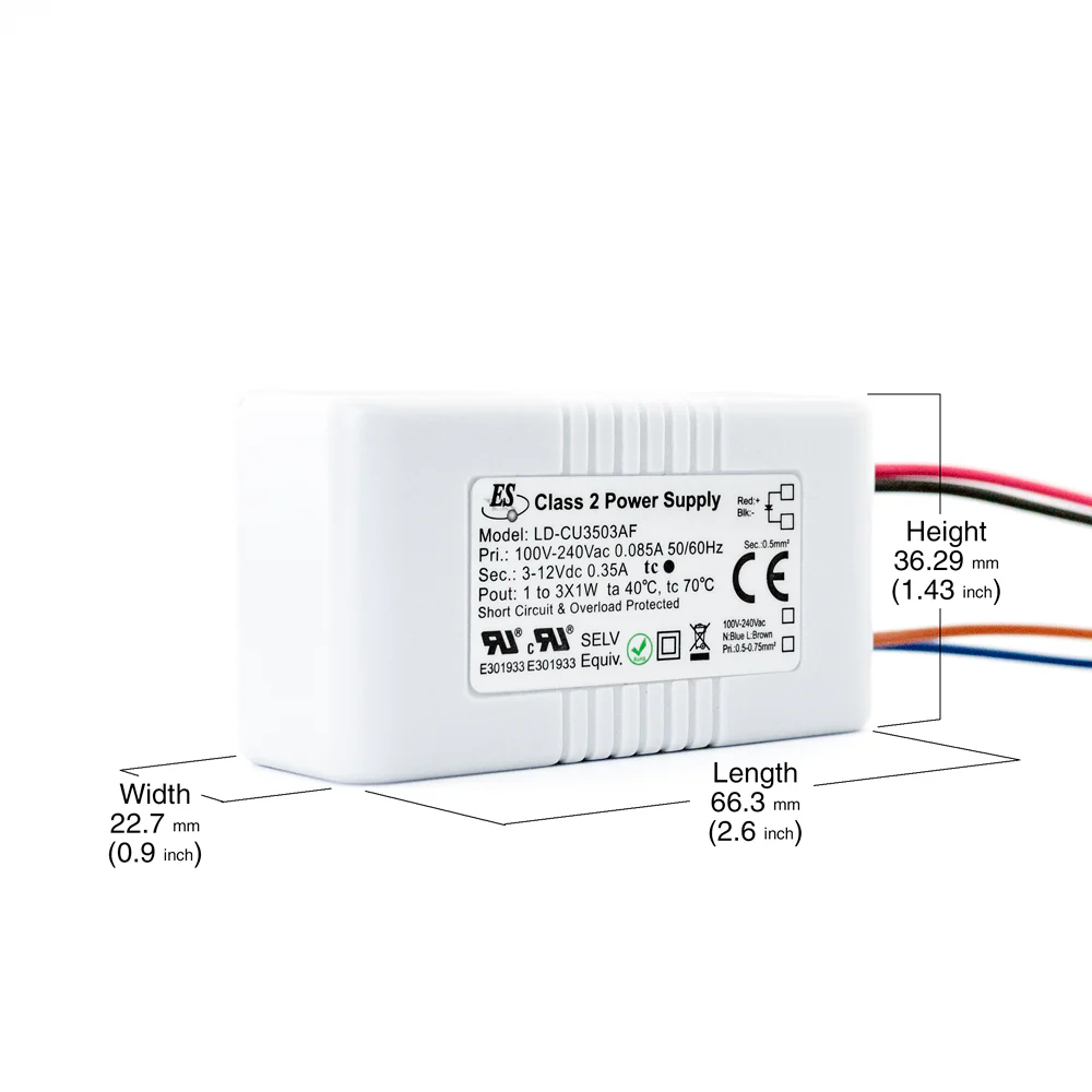ES LD-CU3503AF Non-Dimmable Constant Current LED Driver, 350mA 3–12V 1-3W - Image 2