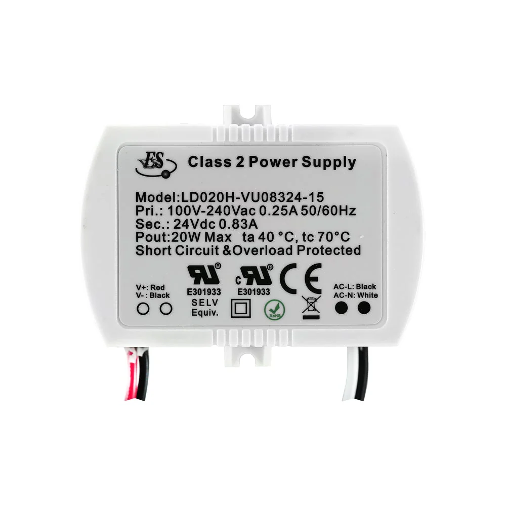 ES LD020H-VU08324-15 Constant Voltage LED Driver, 24V 20W 830mA - Image 3