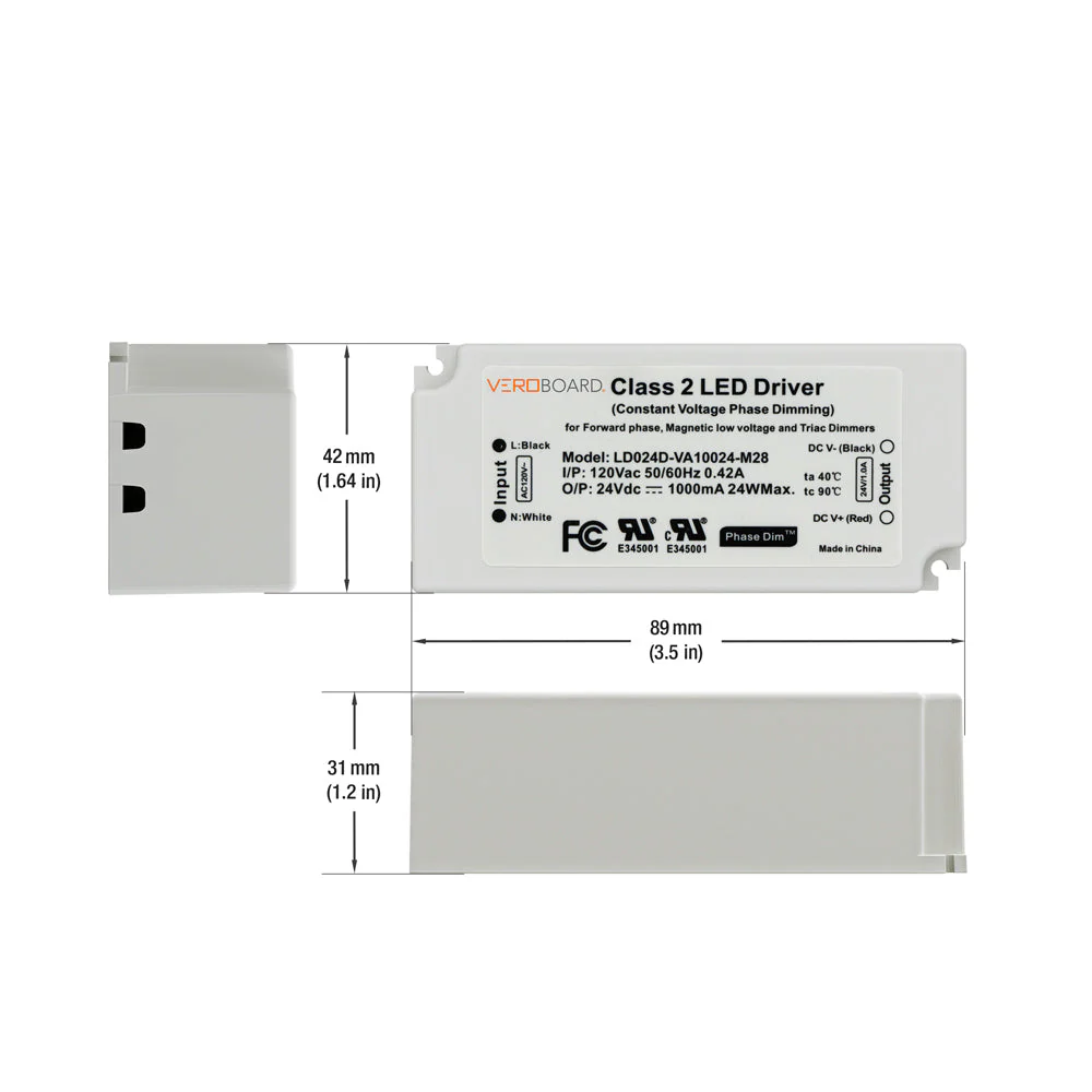 LD024D-VA10024-M28 Triac Dimmable Constant Voltage LED Driver, 24V 1A 24W - Image 2