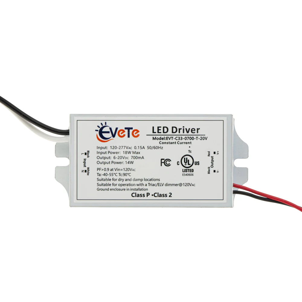 EVT-C33-0700-T-20V Constant Current Triac Dimming LED Driver, 700mA 6-20V 14W - Image 3