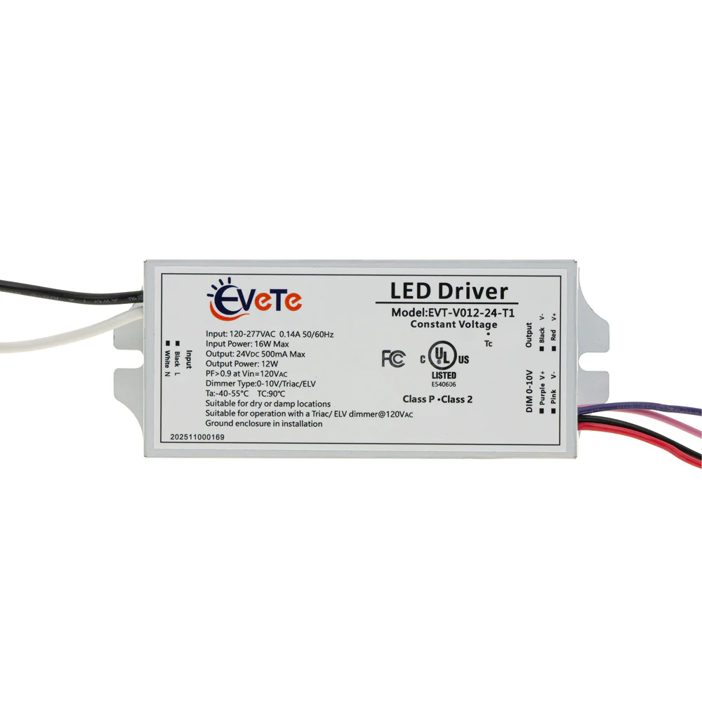 0-10V/Triac/ELV Dimmable Constant Voltage LED Driver 24V 500mA 12W, EVT-V012-24-T1 - Image 3