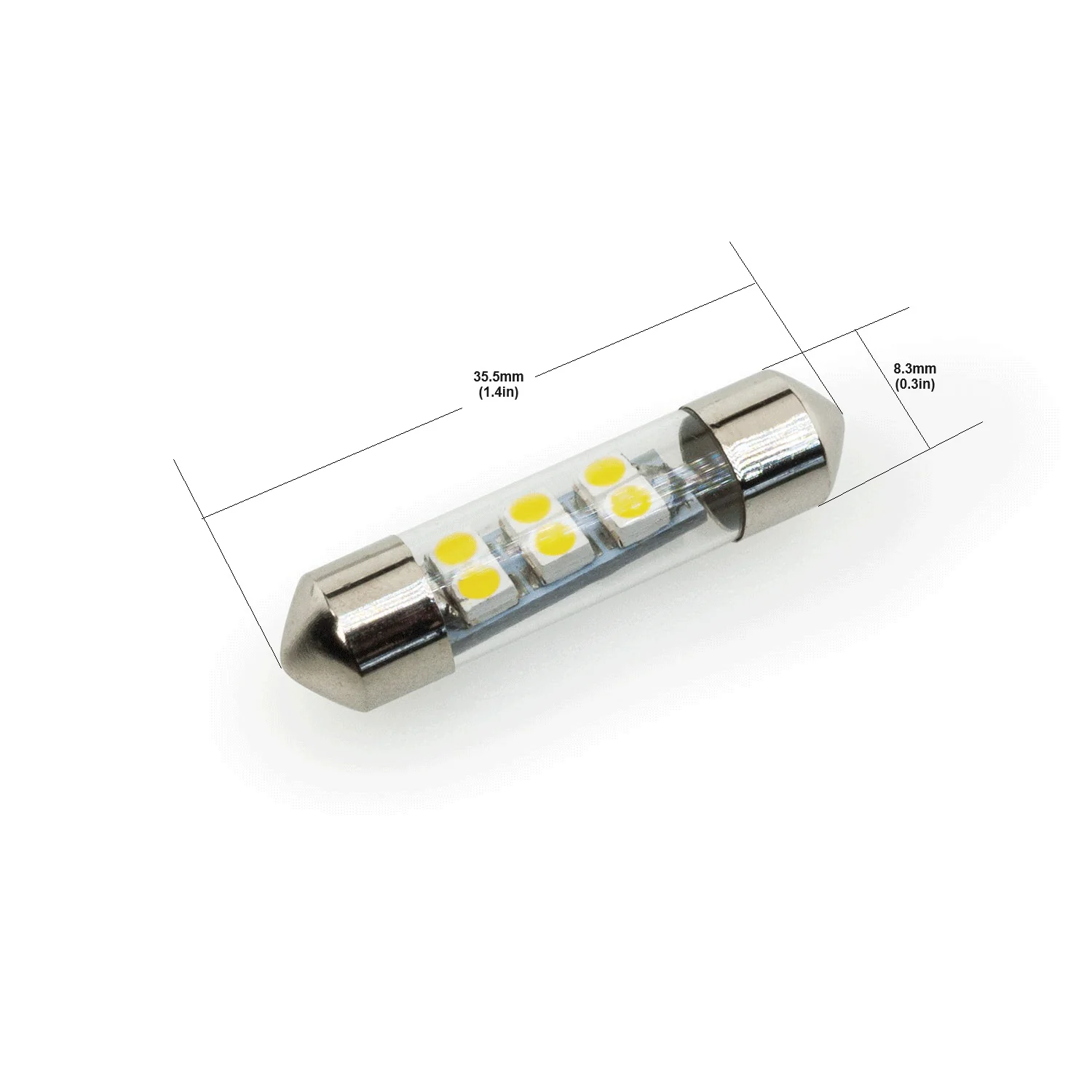 Festoon LED Bulb, 12V 0.5W 6000K(Cool White) - Image 2