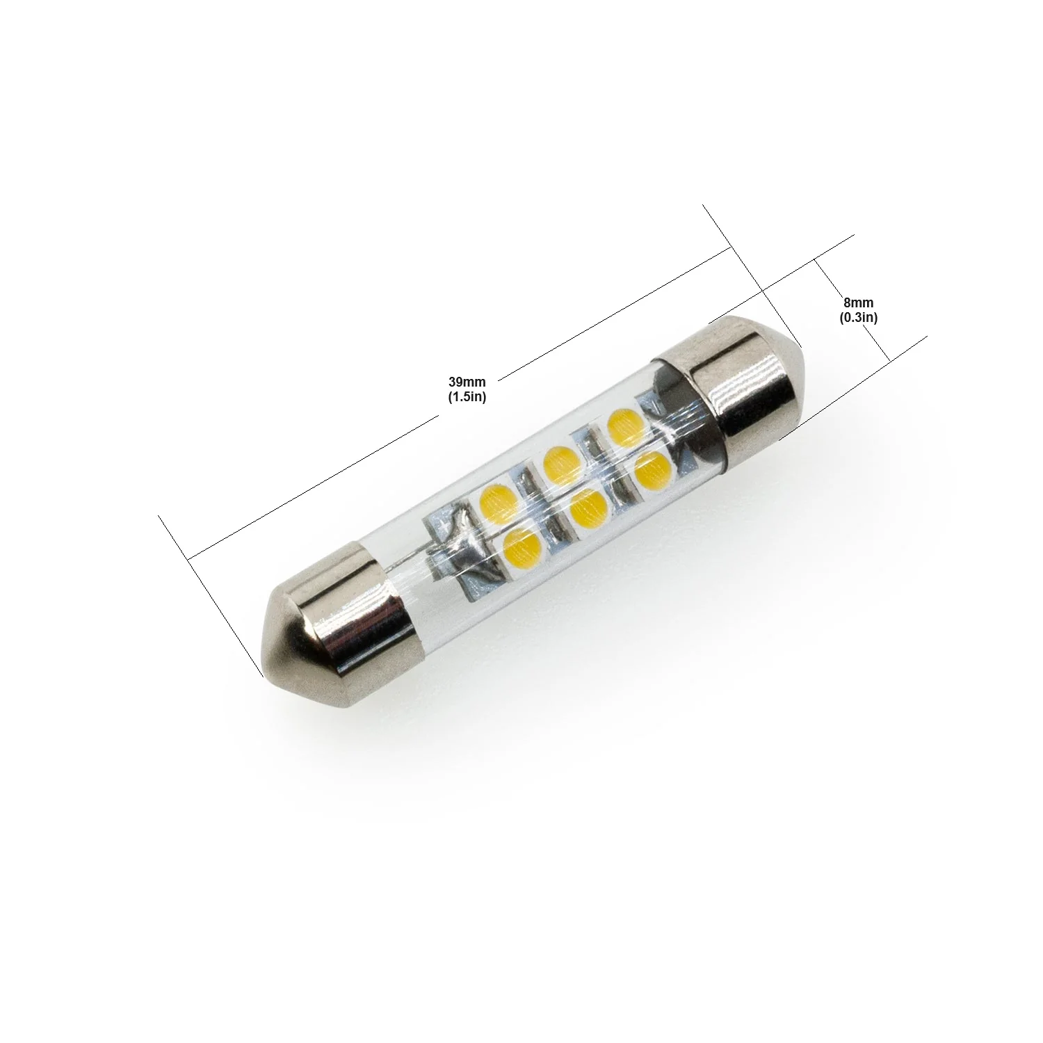 Festoon LED Bulb, 12V 0.5W 3000K(Warm White) - Image 2