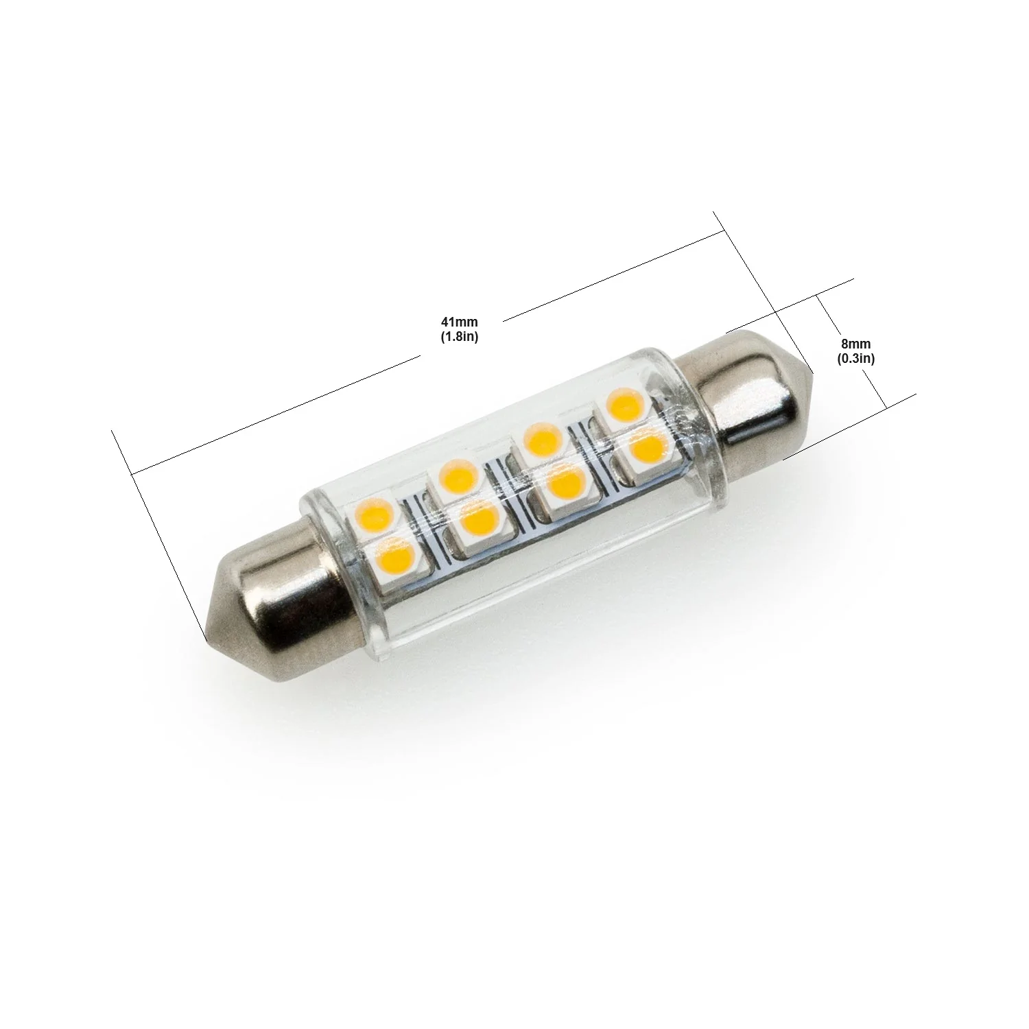 Festoon LED Bulb, 8SMD 12V 0.5W 3000K(Warm White) - Image 2