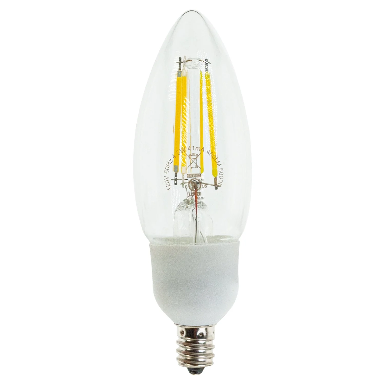 Li-Tech B11 LED Filament Bulb E12 Base, 120V 4.5W 5000K(Daylight) - Image 2