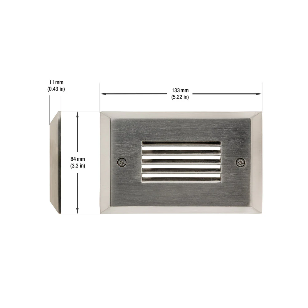 Horizontal RT05HV Single Gang LED Step Light/ Pathway Light, 100-240V or 12V 2W 3000K(Warm White) Brushed Nickel - Image 2