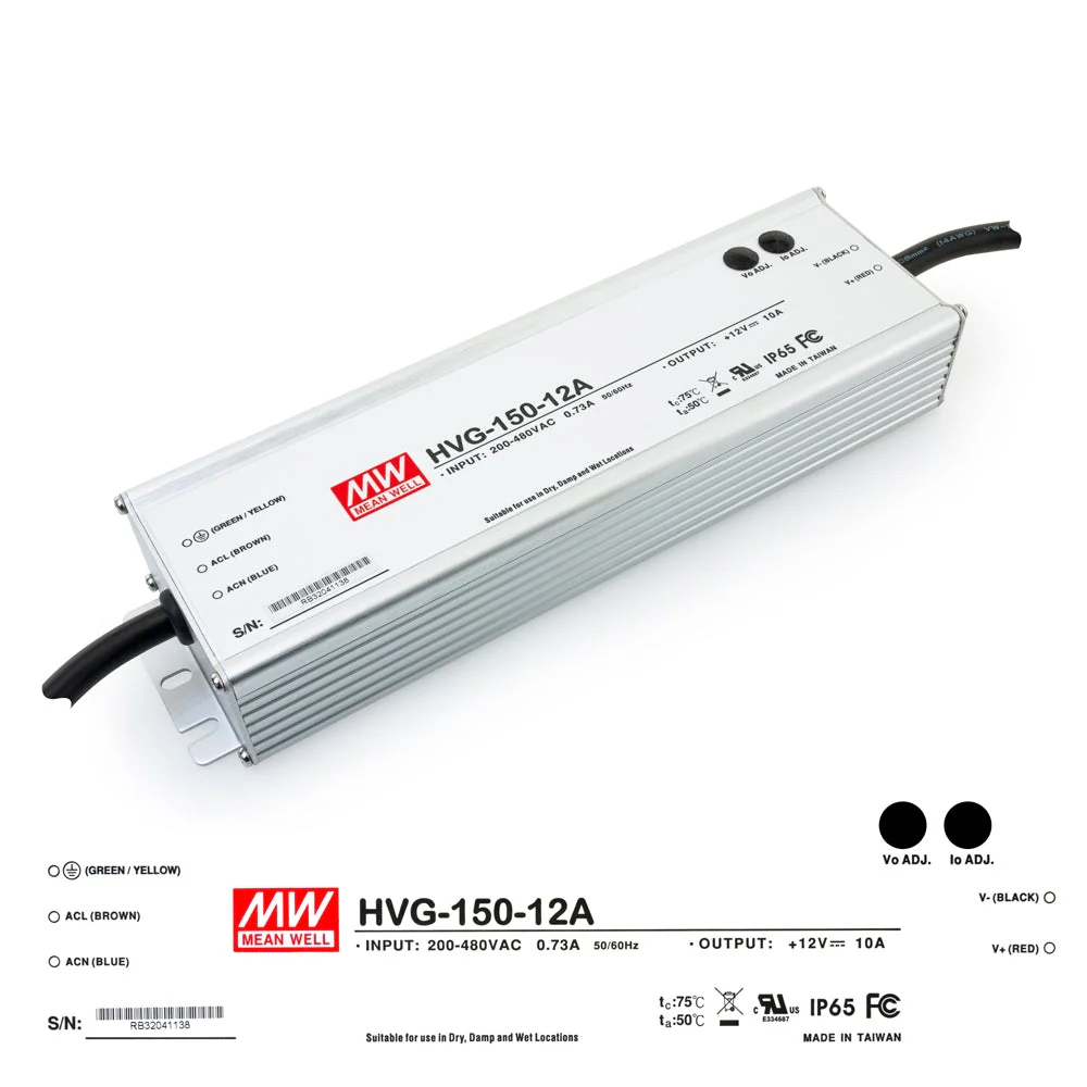 Mean Well HVG-150-12A Non-Dimmable Constant Current- Constant Voltage LED Driver with Universal Input Voltage - Image 3