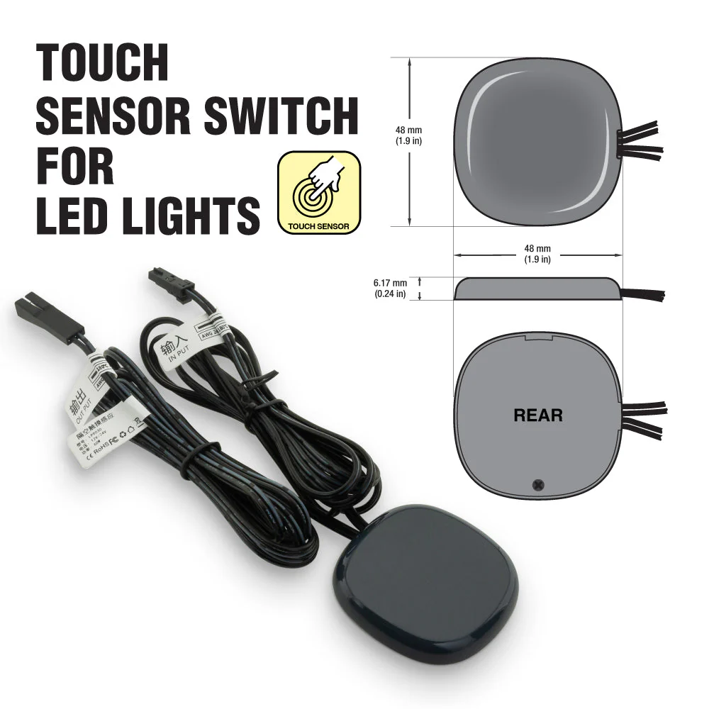 Invisible 9030 Touch Dimmer Sensor Switch for behind ceramic, wood, glass 12V-24V DC 5A 60W Black Color - Image 2