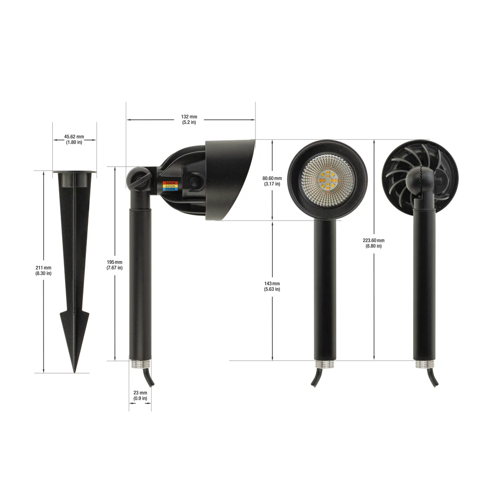 Votatec Landscape Spot Light – 3CCT Adjustable VO-GDW8-3WAY-12-SP 12V 8W CCT(3K, 4K, 5K) - Image 2